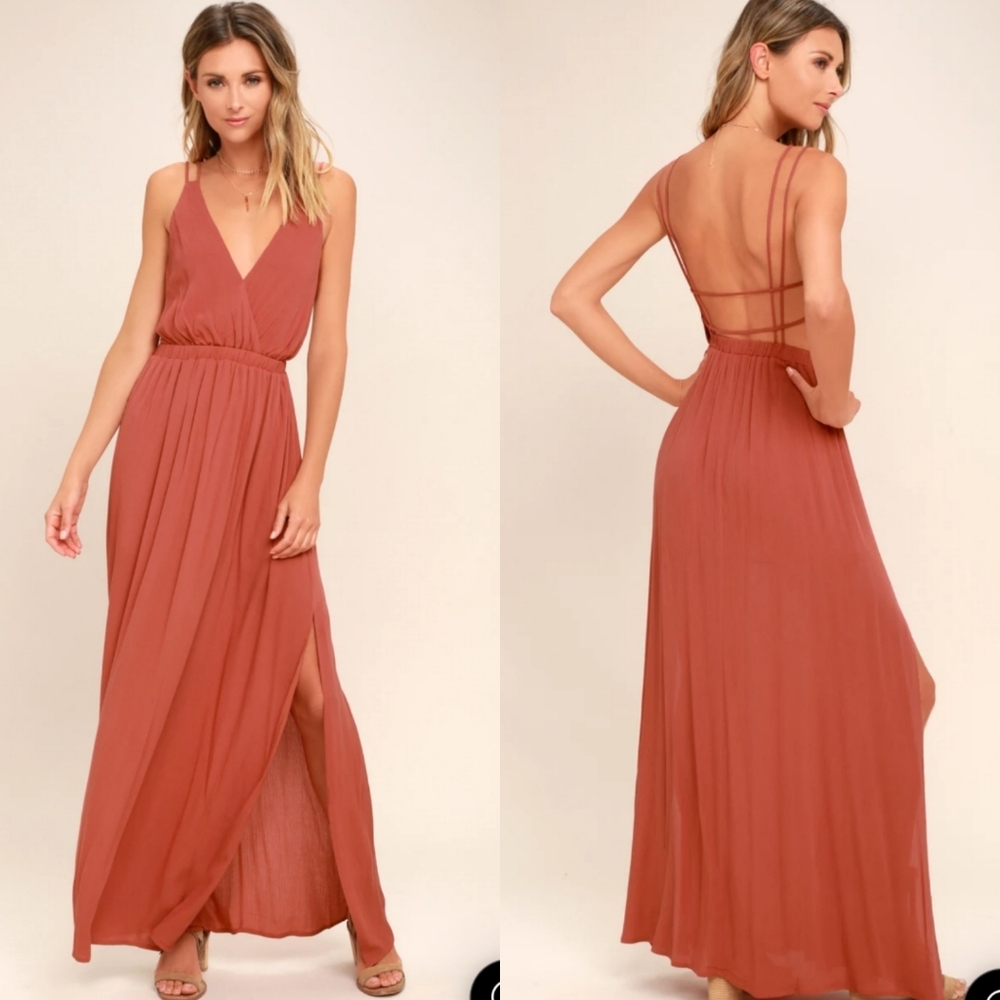 NWT Lulus Rusty Rose Maxi Dress